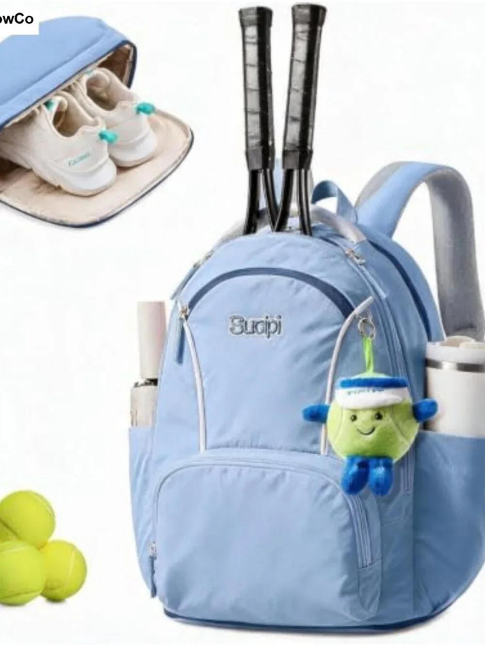 Quilted Tennis Backpack for Women with Shoe Compartment, Large Capacity Sports